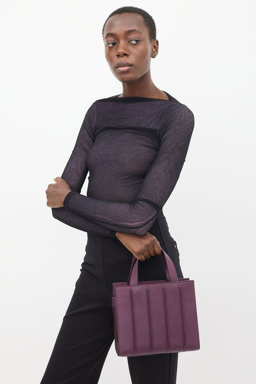 Max Mara Purple Leather Whitney Pleated Bag