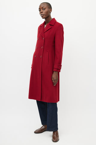 Max Mara Red Wool Double Breasted Coat