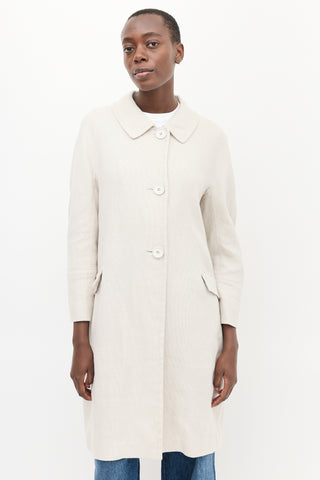 Max Mara S Beige Linen Long Coat