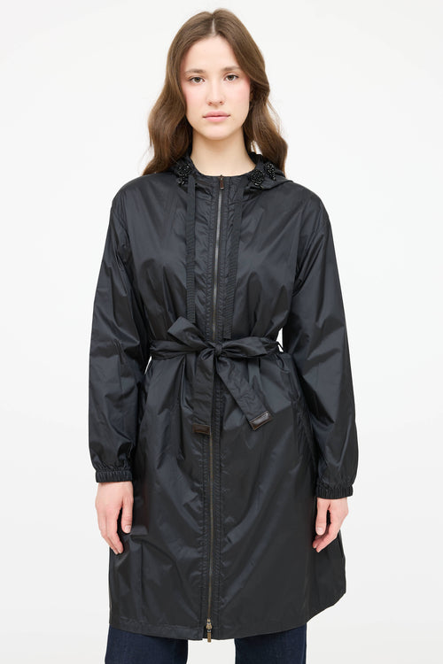 Max Mara Nylon Belted Crystal Coat