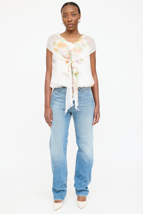 Max Mara Silk Floral Layered Top