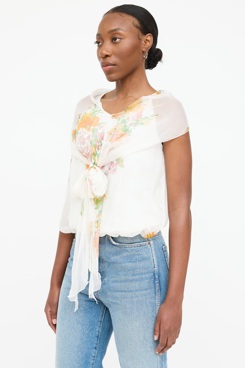 Max Mara Silk Floral Layered Top