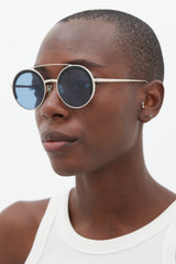 Max Mara Silver & Black MM Eileen I Circular Sunglasses