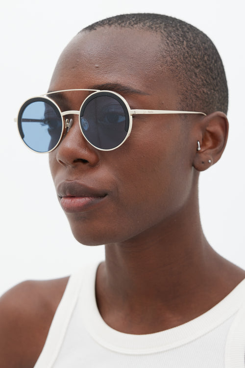 Max Mara Silver & Black MM Eileen I Circular Sunglasses