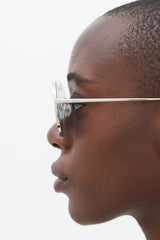 Max Mara Silver & Black MM Eileen I Circular Sunglasses