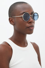 Max Mara Silver & Black MM Eileen I Circular Sunglasses