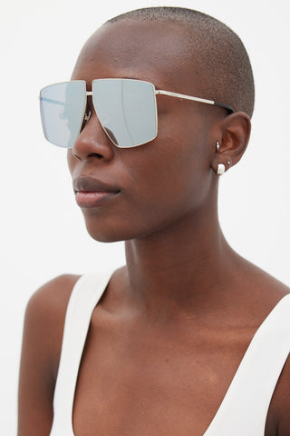 Max Mara Silver & Light Blue Angular MM0026 Lee Sunglasses