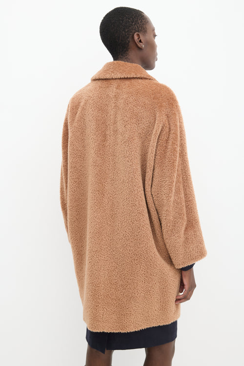 Max Mara Studio Brown Wool Mid Length Teddy Coat