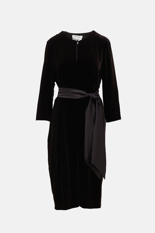 Max Mara Velvet Belted Dress