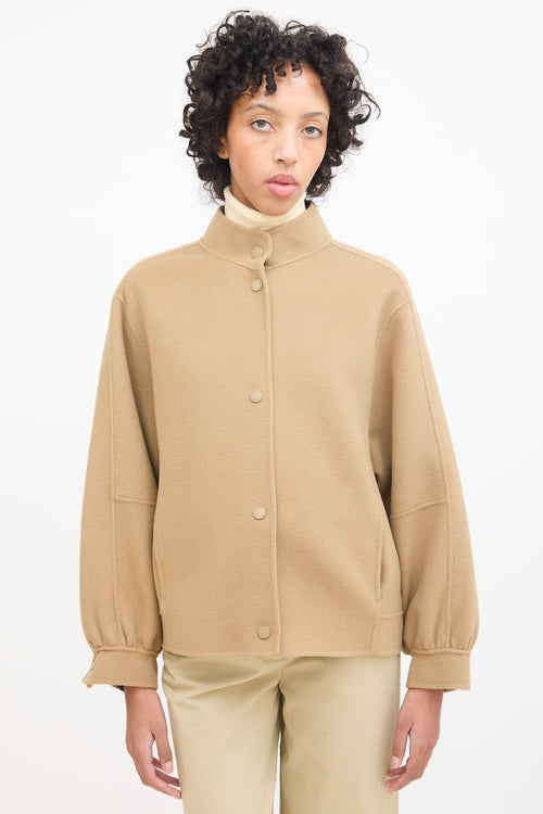 Max Mara Weekend Brown Wool Stand Collar Jacket