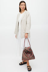 Max Mara Weekend Red & Green Leaf Brocade Tote Bag