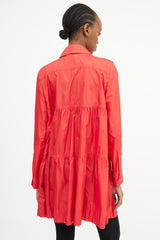 Max Mara Weekend Red Nylon Gathered Tier Coat