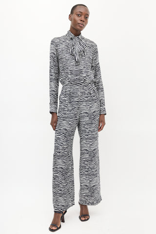 Max Mara White & Black Printed Darling Jumpsuit