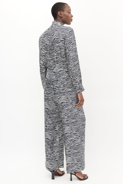 Max Mara White & Black Printed Darling Jumpsuit