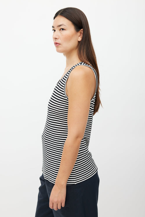 Max Mara White & Black Striped Tank