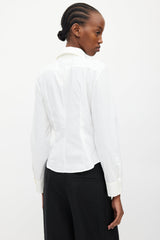 Max Mara White Pleated Bib Shirt