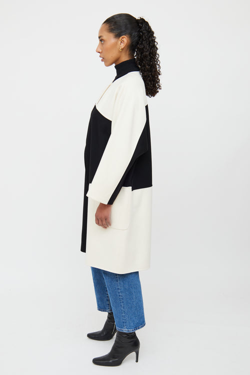 Max Mara Black & White Wool  Coat