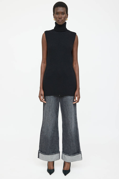 Max Mara Wool Turtleneck Zip Sweater