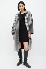 Max Mara Black & White Nylon Gingham Reversible Jacket