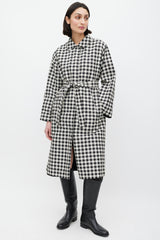 Max Mara Black & White Nylon Gingham Reversible Jacket