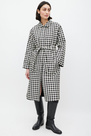 Max Mara Black & White Nylon Gingham Reversible Jacket