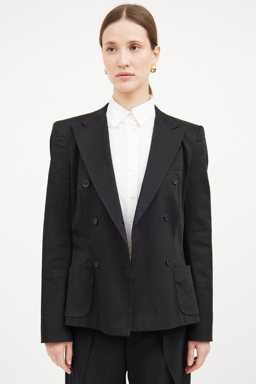 Black Panel Button Blazer