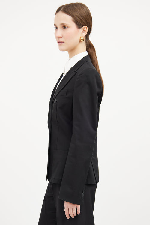 Black Panel Button Blazer