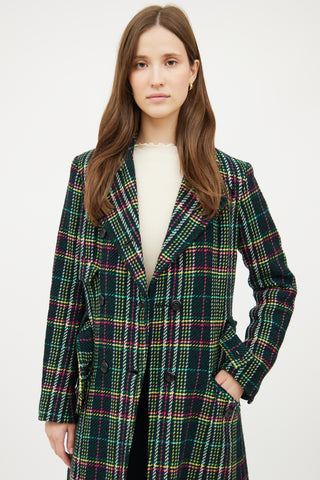 Max Mara Black Multi Colour Wool Coat