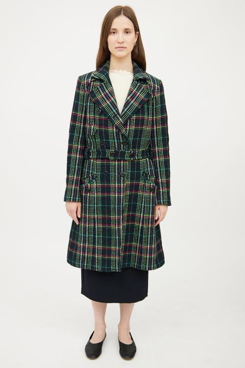 Max Mara Black Multi Colour Wool Coat