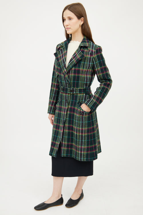 Max Mara Black Multi Colour Wool Coat