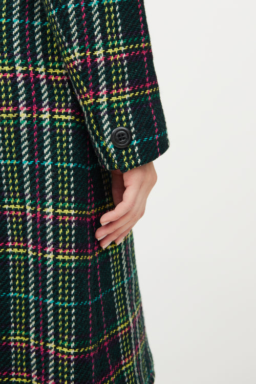 Max Mara Black Multi Colour Wool Coat