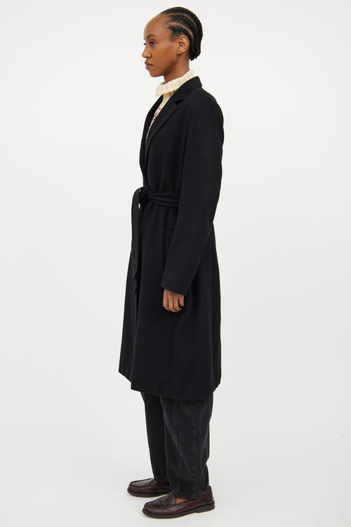 Black Cashmere Belted Coat