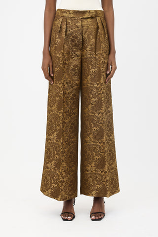 Max Mara Floral Jacquard Wide Leg Trouser