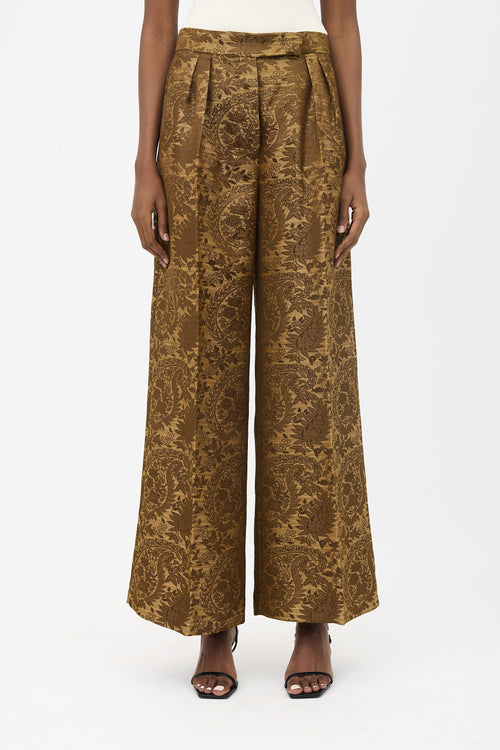 Max Mara Floral Jacquard Wide Leg Trouser