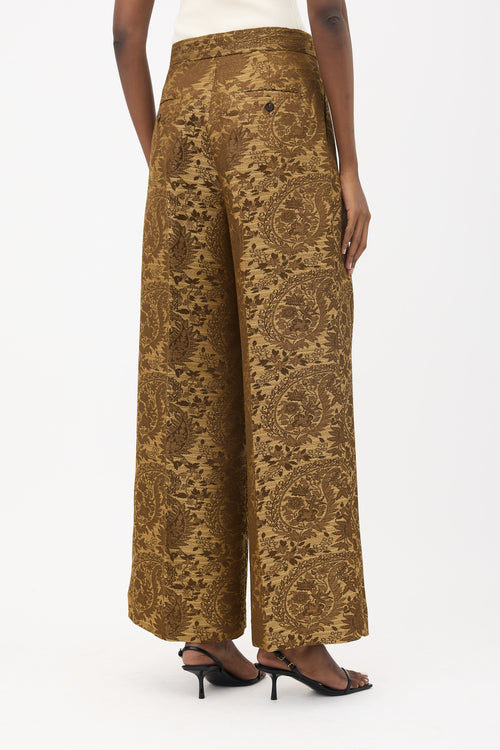 Max Mara Floral Jacquard Wide Leg Trouser