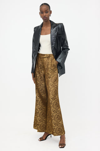 Max Mara Floral Jacquard Wide Leg Trouser