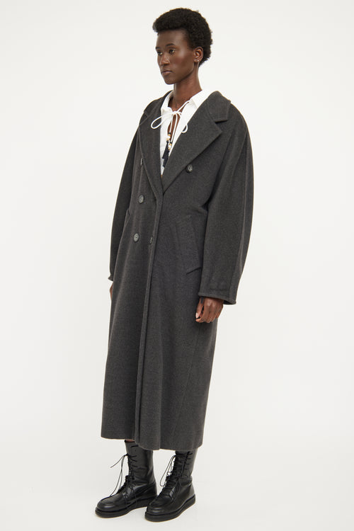 Max Mara Grey Wool Cashmere Long Coat