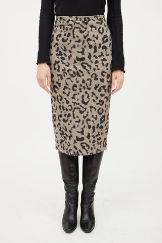 Max Mara Grey & Black Print Wool Skirt