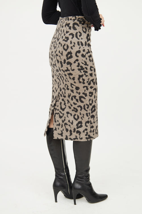 Max Mara Grey & Black Print Wool Skirt