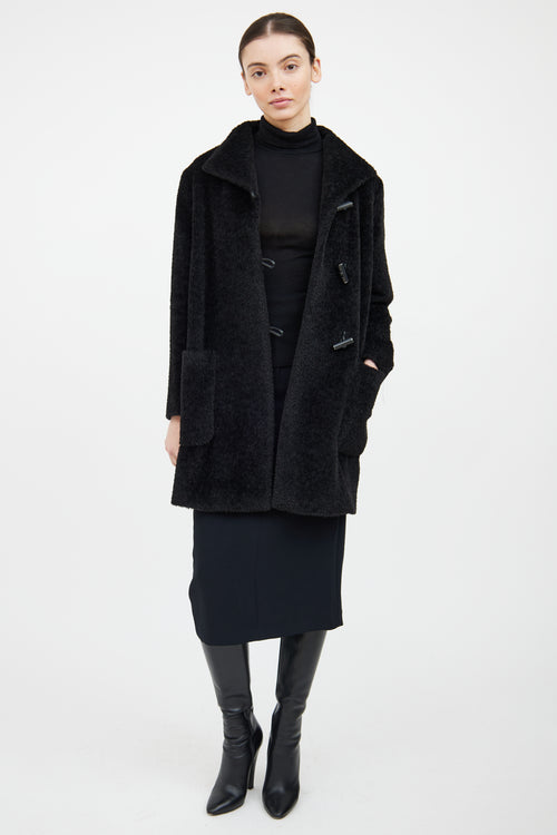 Max Mara Black Wool Toggle Coat