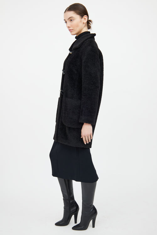 Max Mara Black Wool Toggle Coat