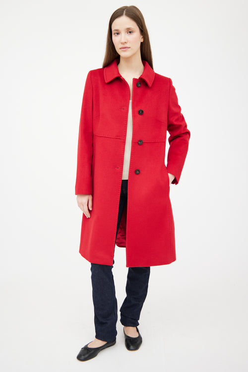 Max Mara Red Wool Panelled Coat