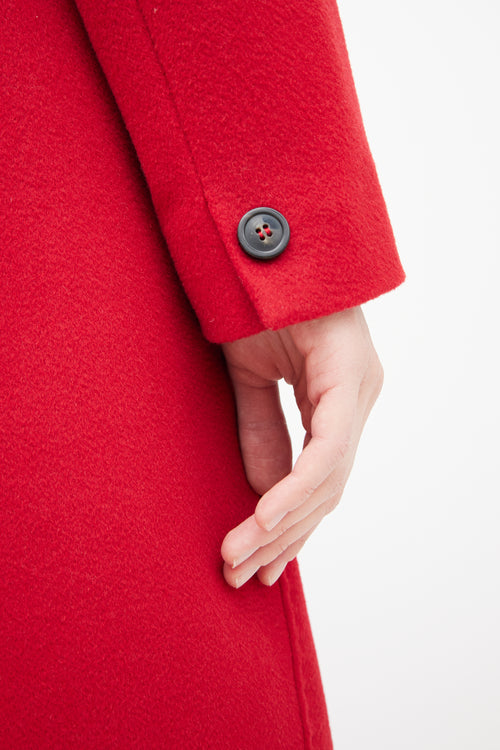 Max Mara Red Wool Panelled Coat