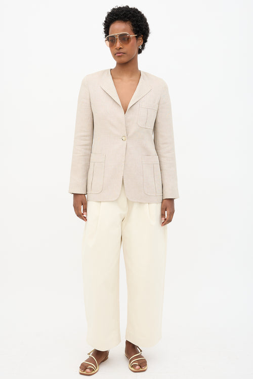 Max Mara Twill Flap Collar Blazer