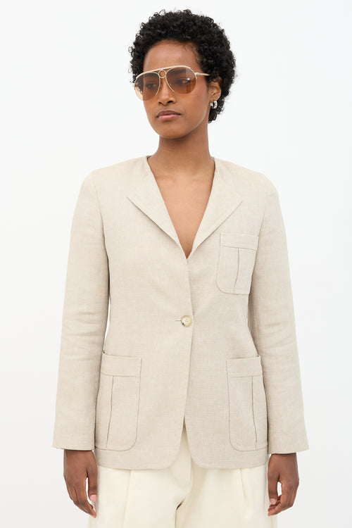Max Mara Twill Flap Collar Blazer