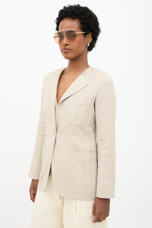 Max Mara Twill Flap Collar Blazer
