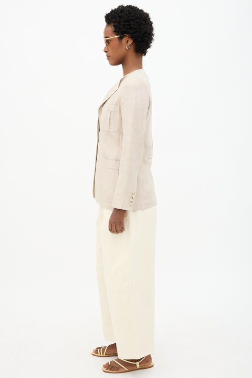 Max Mara Twill Flap Collar Blazer