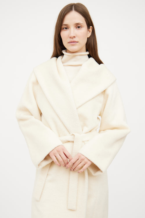 Max Mara Cream Hooded Wrap Coat