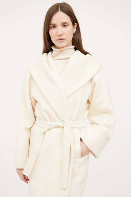 Max Mara Cream Hooded Wrap Coat