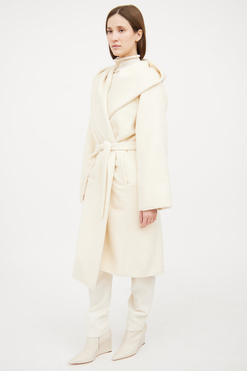 Max Mara Cream Hooded Wrap Coat